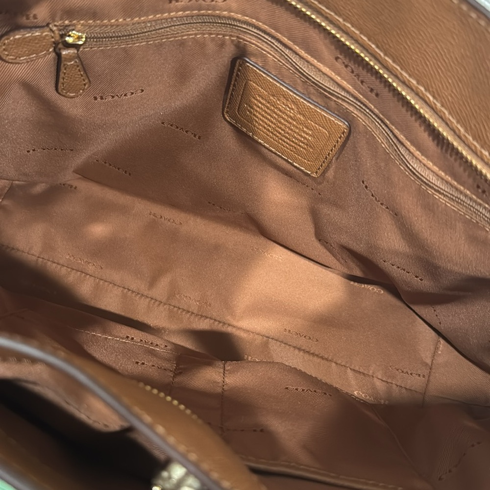 Coach Brown Leather Turn Lock Top Zip Tote - Picture 8 of 15